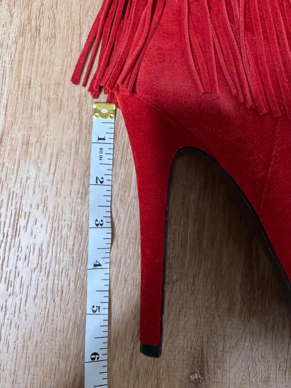 MOJO MOXY Women's Red Fringe Leather Platform Boots Stiletto Heel 8.5 - Picture 12 of 14